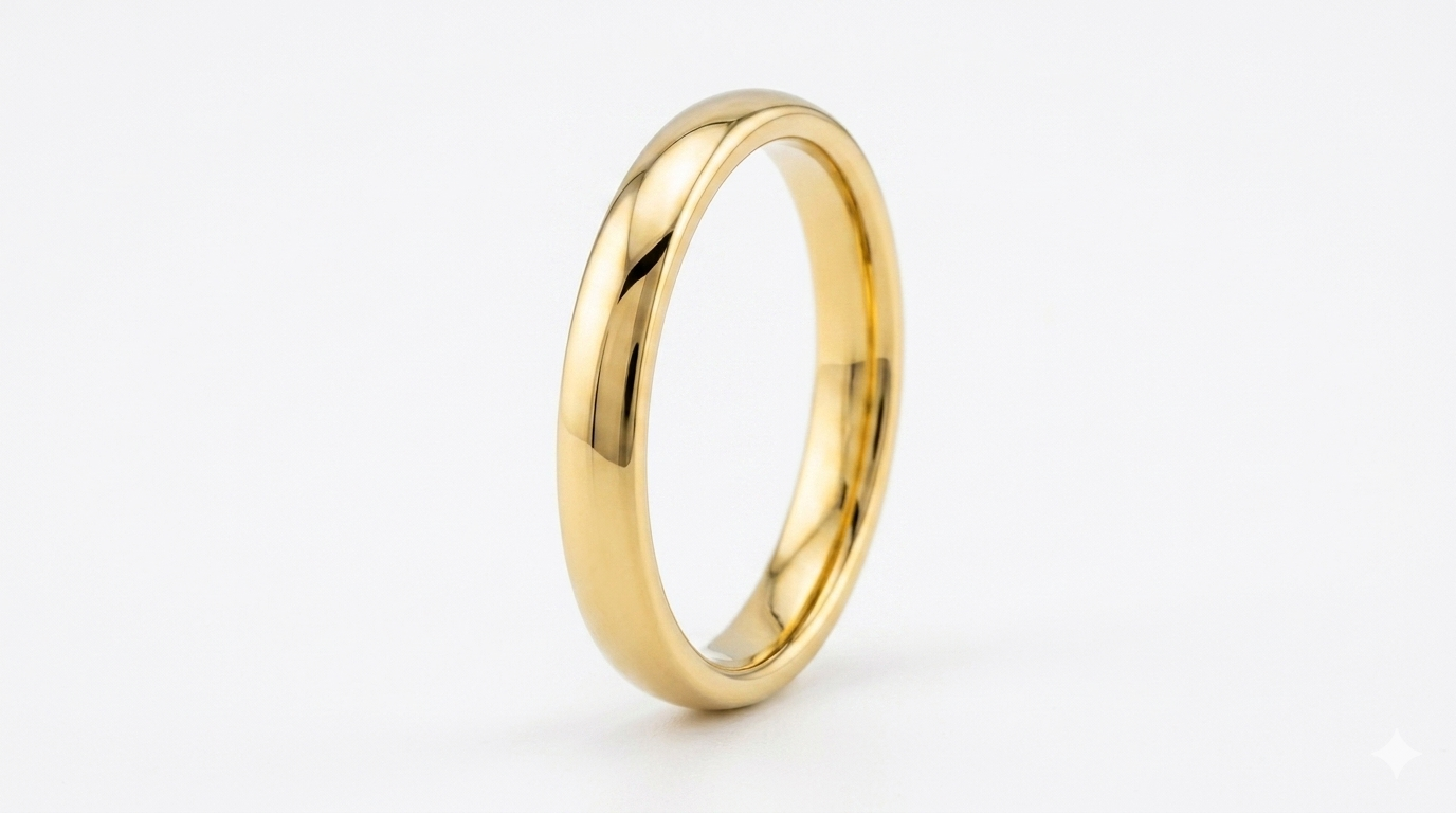thin Gold ring on a white background