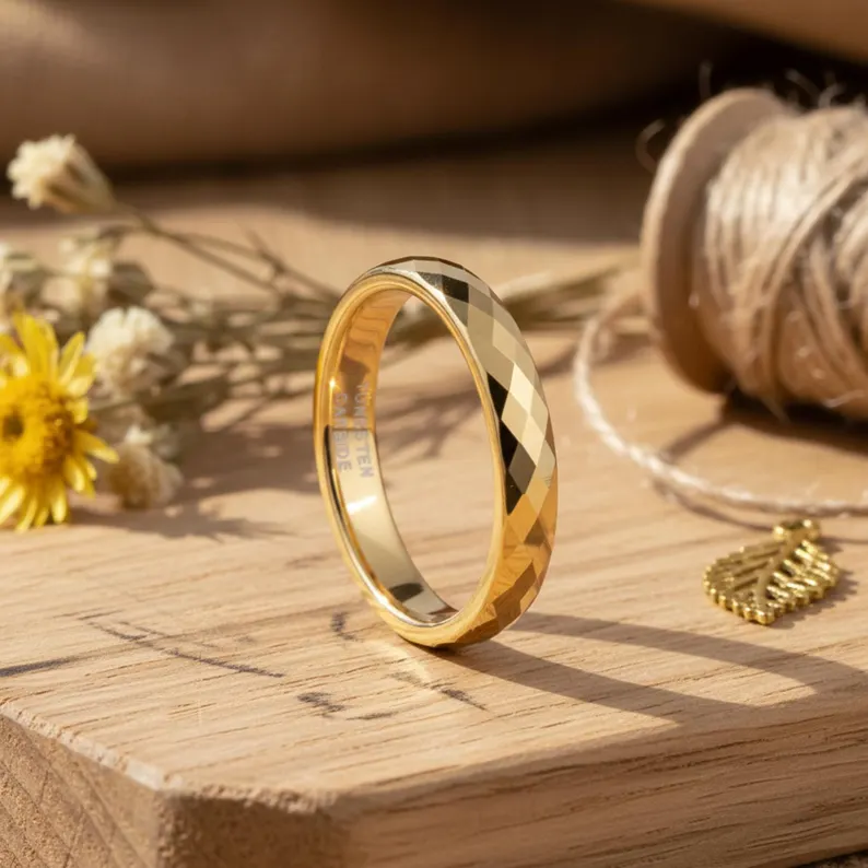 Gold Mercury Tungsten Carbide Ring 3mm