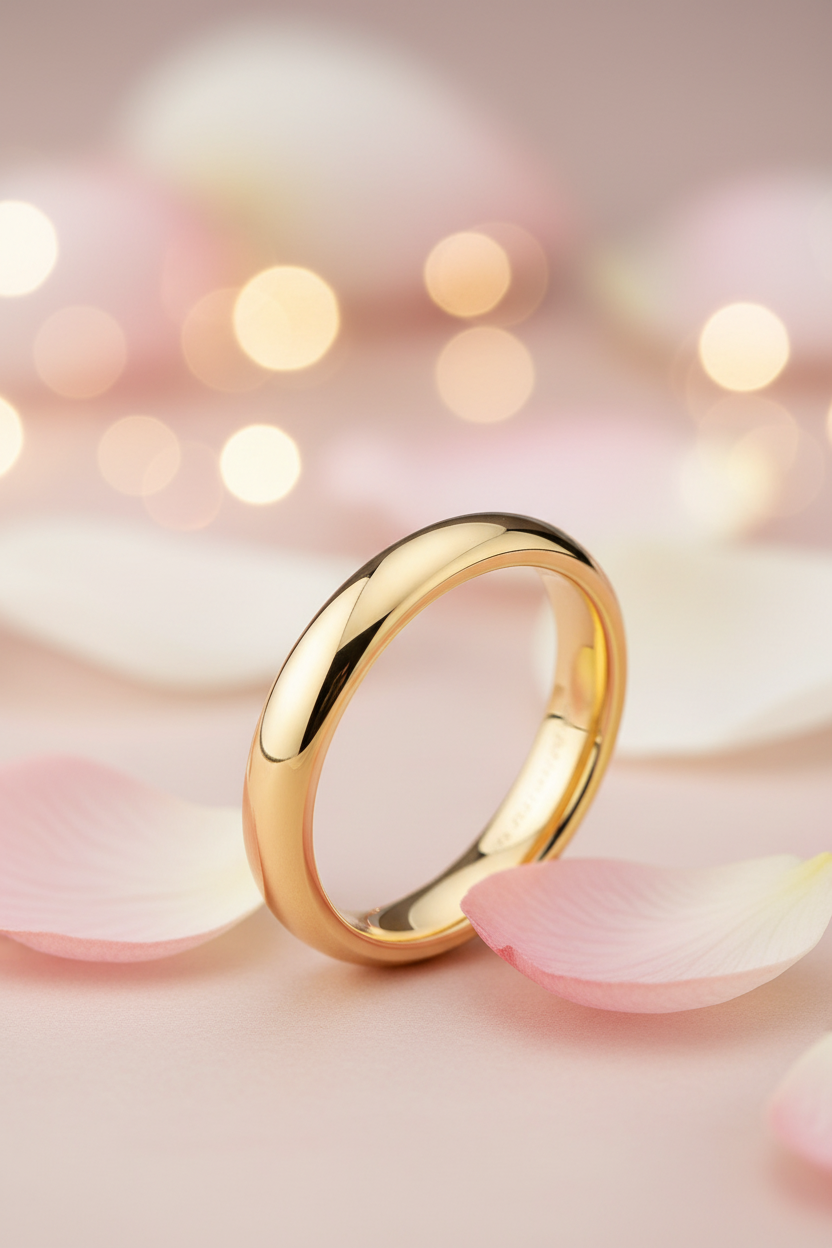 3mm Gold Tungsten Carbide Wedding Band