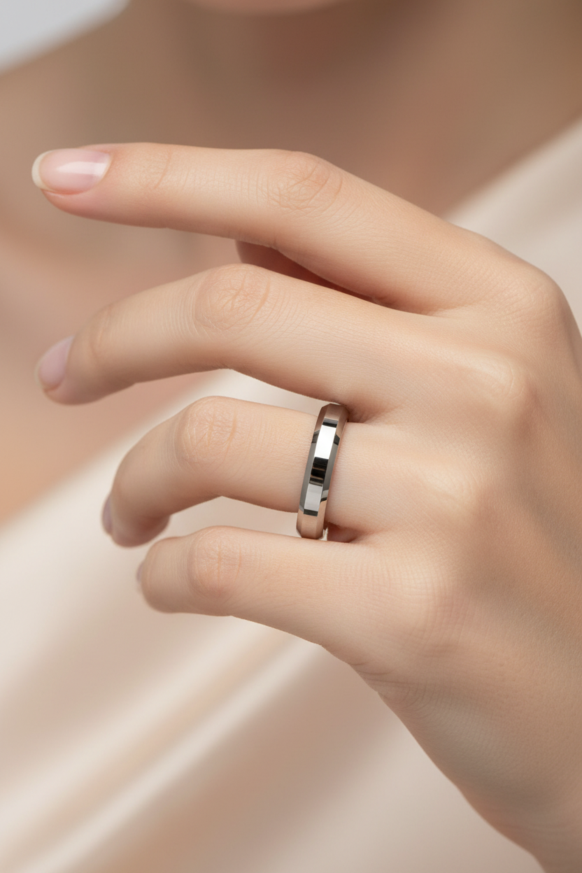 Nicollo Tungsten Beveled Ring 4mm