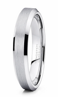 Silver tungsten carbide ring on a white background