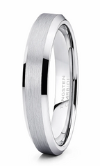 Silver tungsten carbide ring on a white background