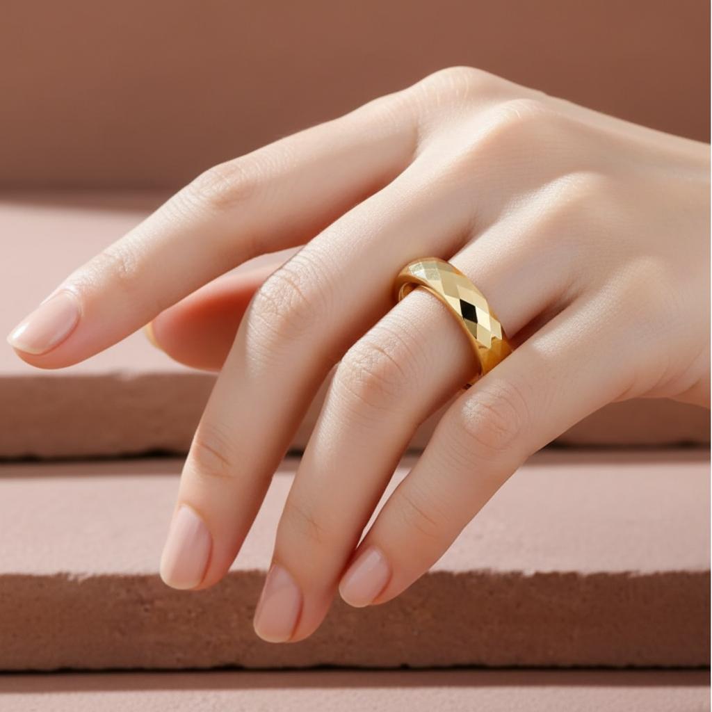 Gold Mercury Tungsten Carbide Ring 5mm