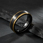 Black and Gold Satin Finish Tungsten Ring 6mm