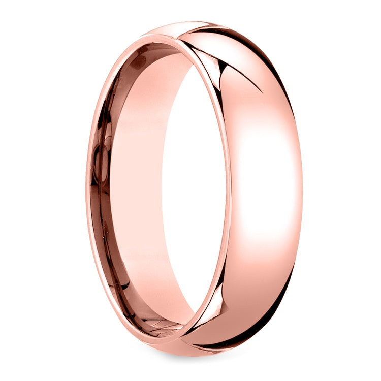6mm Rose Gold Classic Tungsten Ring in polished rose gold tungsten carbide finish