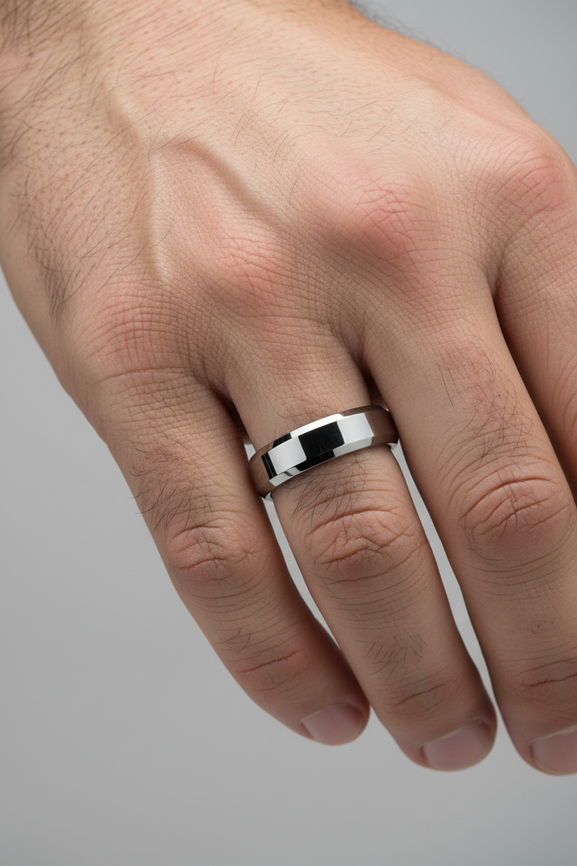 Nicollo Beveled Tungsten Ring 7mm