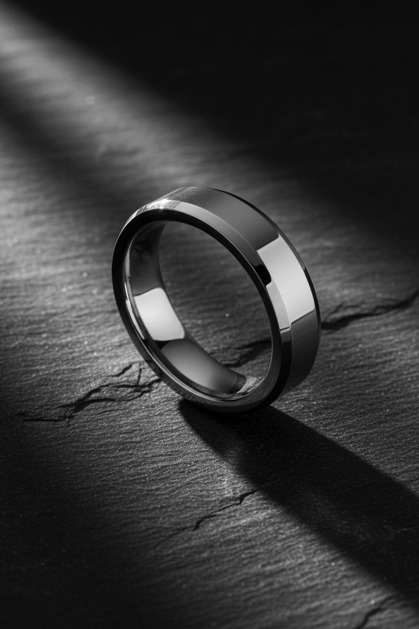 Nicollo Beveled Tungsten Ring 7mm