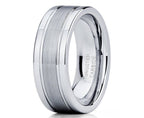 7mm brushed center tungsten ring