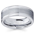 7mm brushed center tungsten ring