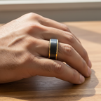 Black and Gold Satin Finish Tungsten Ring 8mm