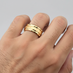 Gold Multi Beveled Brick 8mm Tungsten Ring