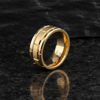 Gold Multi Beveled Brick 8mm Tungsten Ring