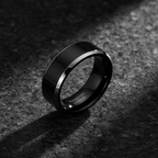 Genno Black Beveled Tungsten Carbide Ring 8mm