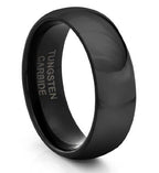 Black tungsten 8mm domed carbide ring on a white background