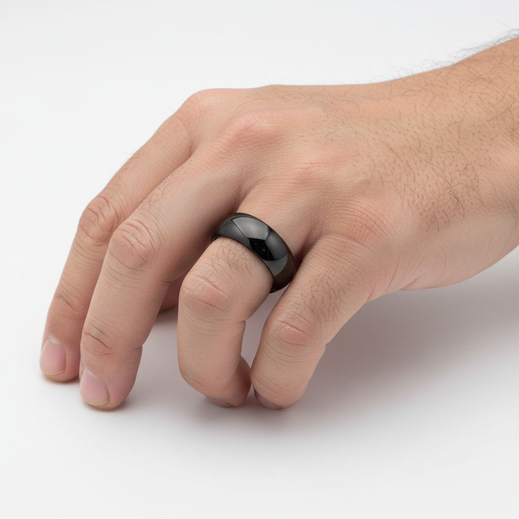 Black Classic Domed 8mm Classic Tungsten Ring