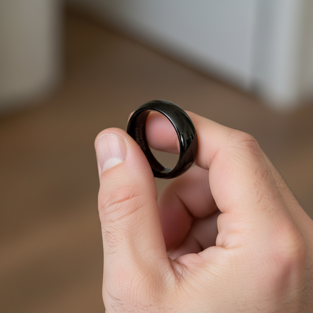 Black Classic Domed 8mm Classic Tungsten Ring