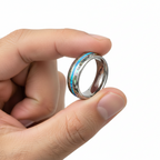 Abalone Tungsten Ring with Opal Center 8mm