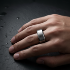 Alexio Tungsten Cross 8mm Beveled Tungsten Ring