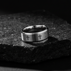 Alexio Tungsten Cross 8mm Beveled Tungsten Ring