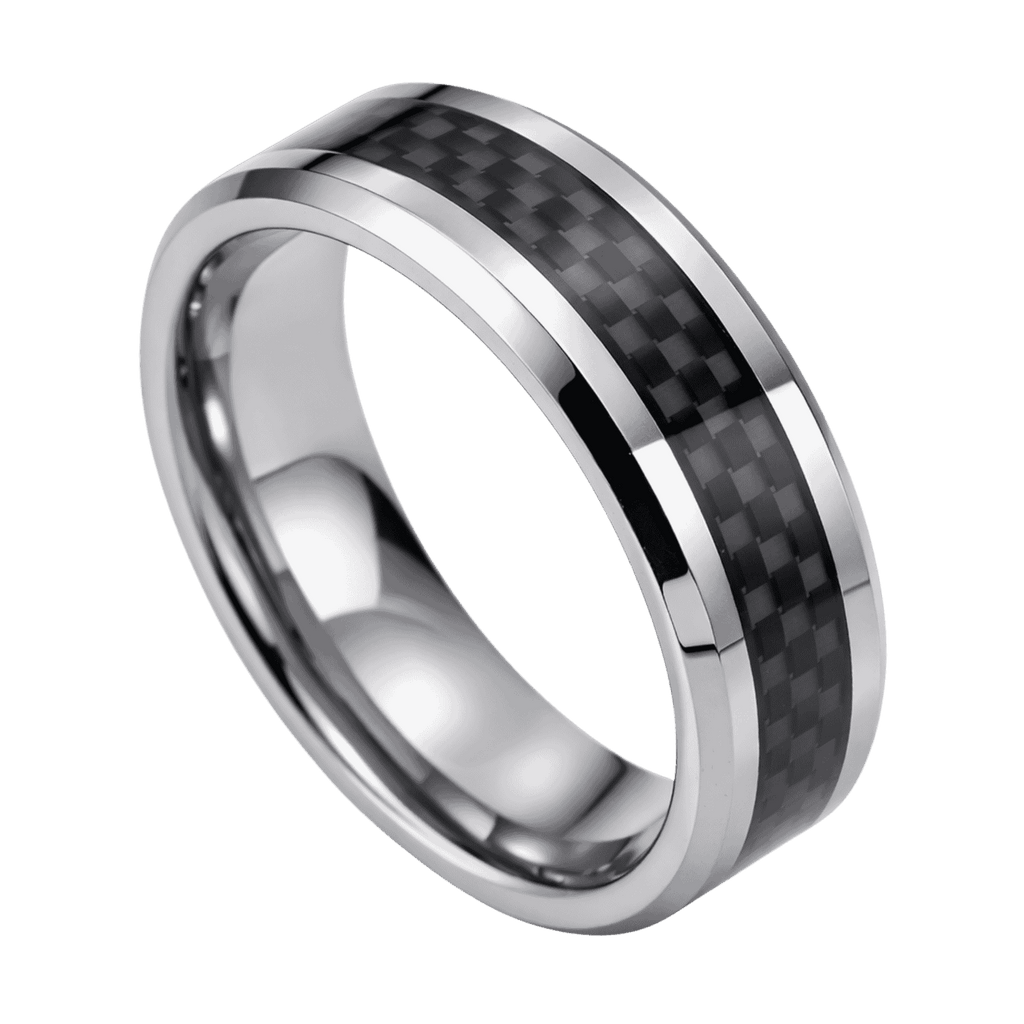 Acacia Black Tungsten Carbon Fiber Ring 8mm