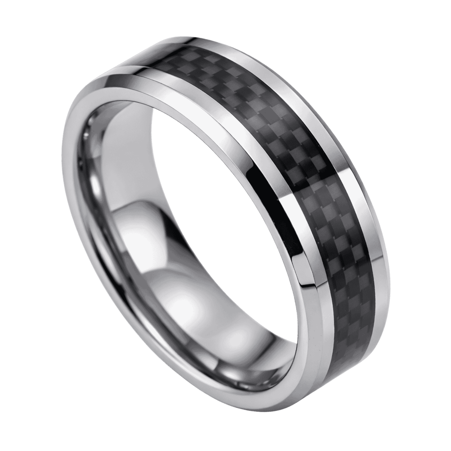 Acacia Black Tungsten Carbon Fiber Ring 8mm