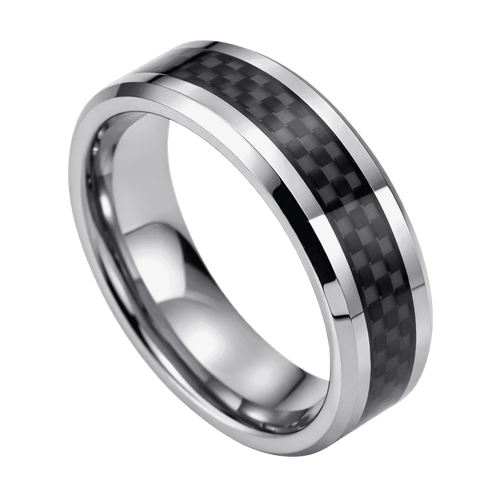 Acacia Black Tungsten Carbon Fiber Ring 8mm
