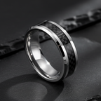 Acacia Black Tungsten Carbon Fiber Ring 5mm