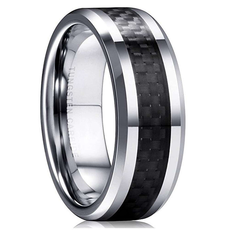 Acacia Black Tungsten Carbon Fiber Ring 8mm