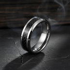 Acacia Black Tungsten Carbon Fiber Ring 8mm
