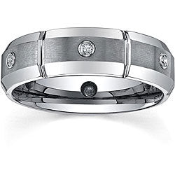 Armon Manly Band Tungsten Ring 8mm with CZ Stones
