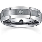 Armon Manly Band Tungsten Ring 8mm with CZ Stones
