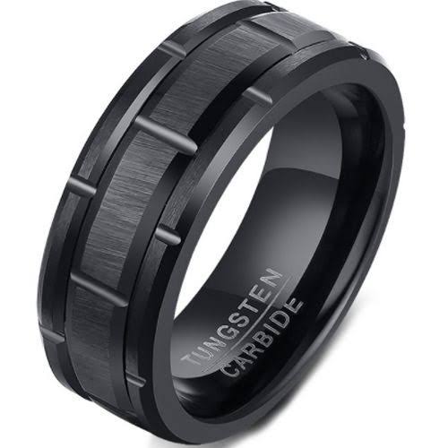 Black Brick Tungsten Ring 8mm