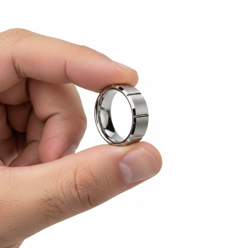Tungsten Wedding Band Bellus Beveled Tungsten Ring 7mm
