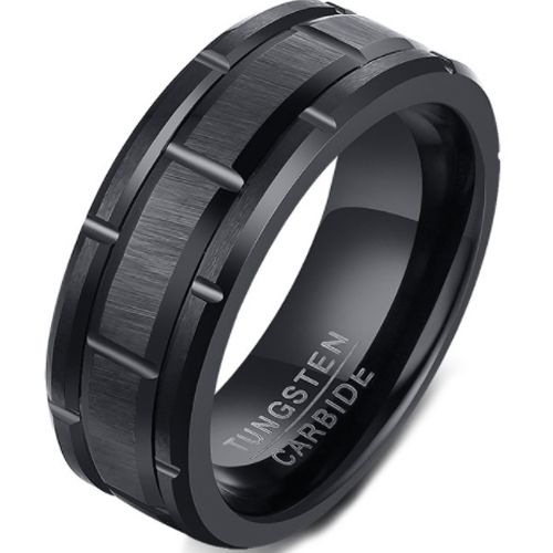 Black Brick Tungsten Ring
