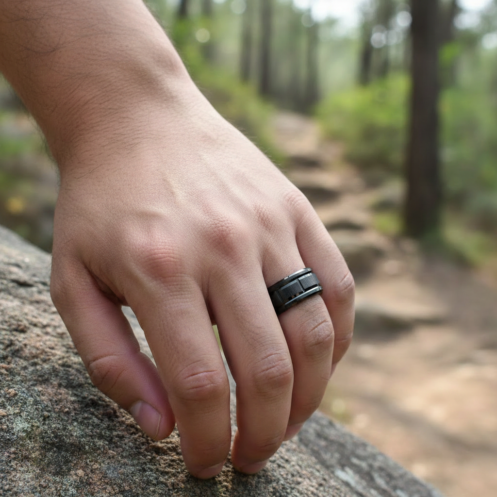 Black Brick Tungsten Ring 8mm