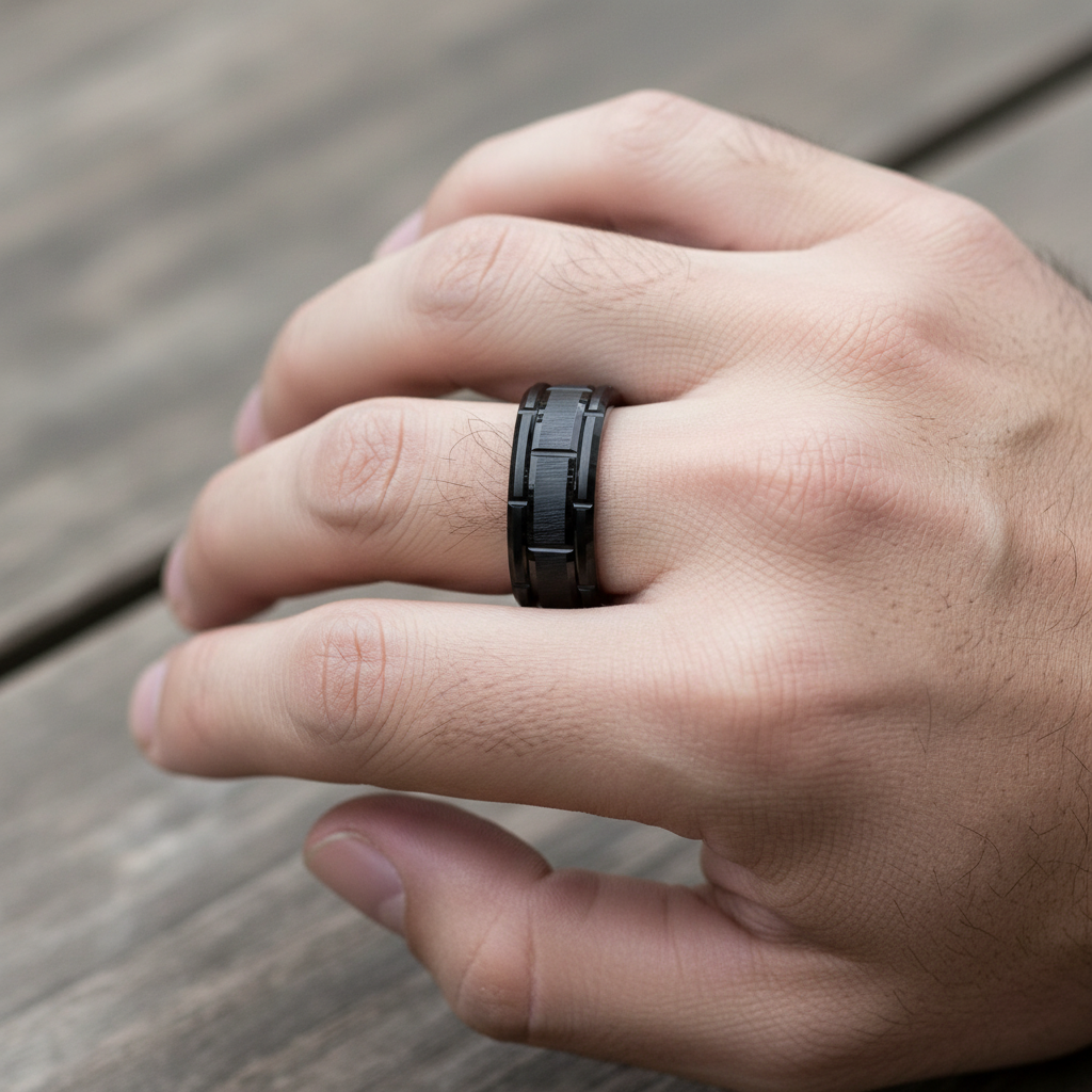Black Brick Tungsten Ring 8mm