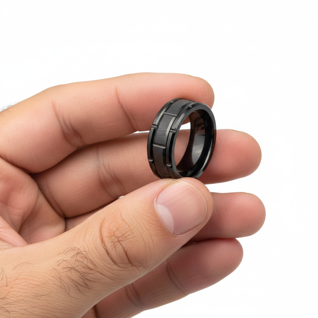 Black Brick Tungsten Ring 8mm