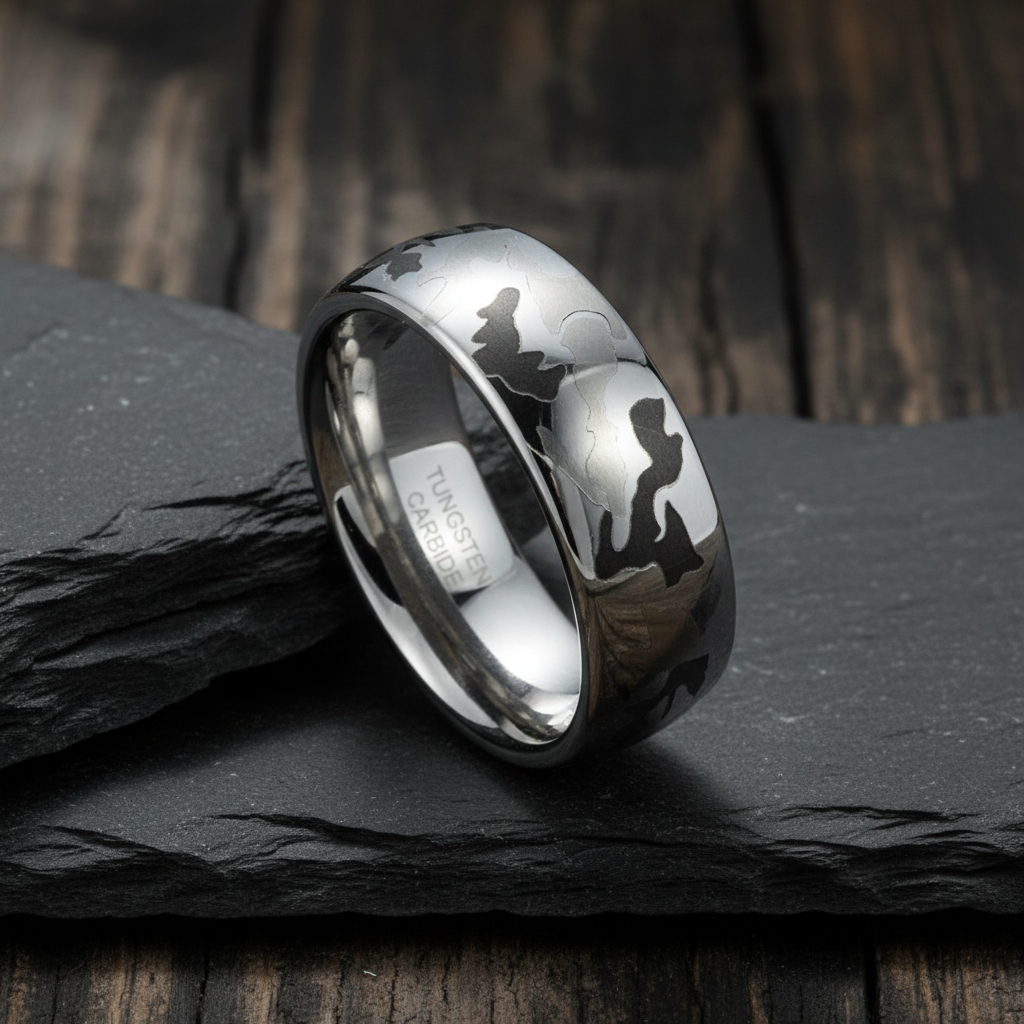 Camo Tungsten Domed Ring 8mm