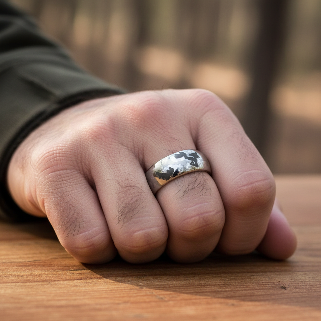 Camo Tungsten Domed Ring 8mm