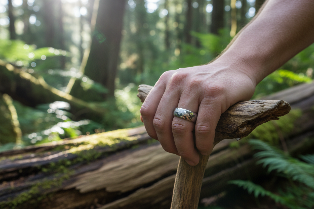 Camo Tungsten Domed Ring 8mm