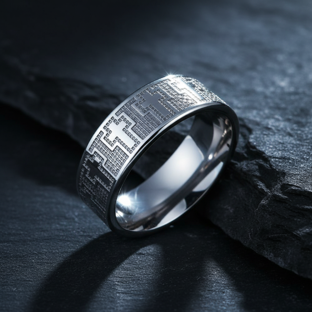 Stauros 8mm Tungsten Ring with Crosses