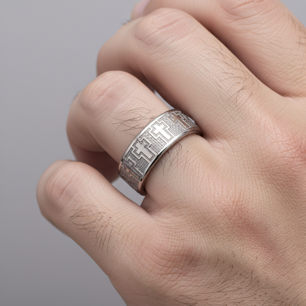 Stauros 8mm Tungsten Ring with Crosses