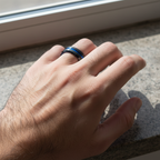 Cypress Blue and Black Beveled Tungsten Ring 6mm