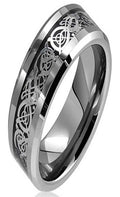 Dragon Lucky 8 Beveled Tungsten Carbide Ring 5mm