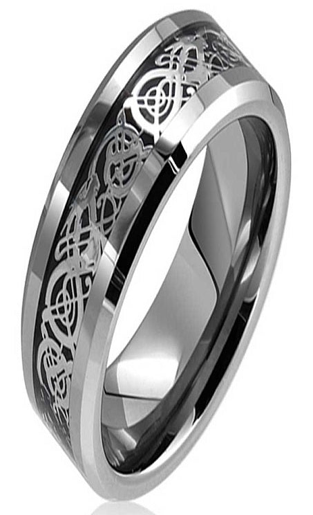 Dragon Lucky 8 Beveled Tungsten Carbide Ring 5mm