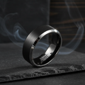 Genno Black Beveled Tungsten Carbide Ring 8mm Matte Finish