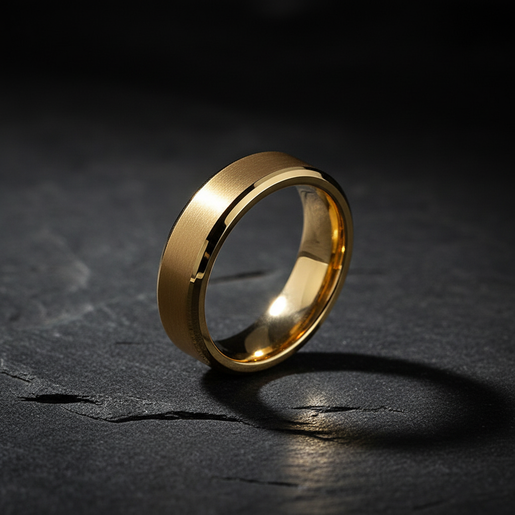 Gold ring on a white background