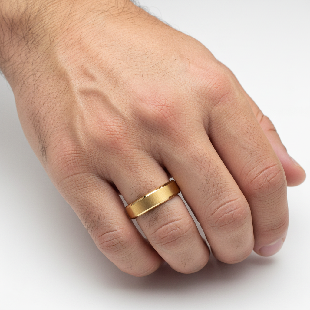 Gold Beveled Tungsten Ring 6mm