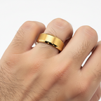 Gold Beveled Tungsten Ring 8mm
