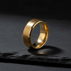 Gold Beveled Tungsten Ring 8mm
